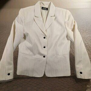 Giorgio Saint Angelo Womens Cream Pin Striped Blazer Jacket Sz 12